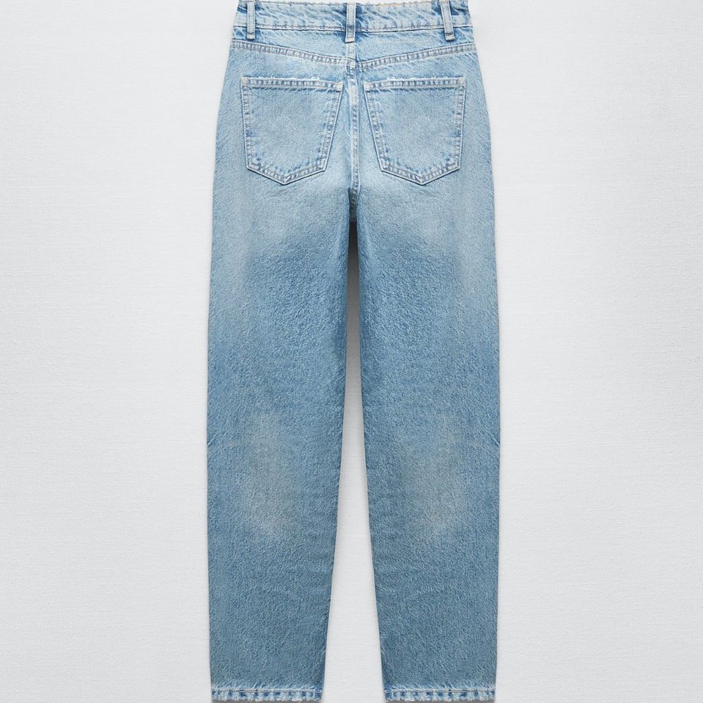 ZARA Ripped High Rise Mom Jeans - Picture 2 of 11
